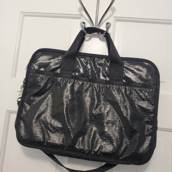 NWT LeSportsac Black Patent Technofile Laptop Travel Bag, lightweight - Picture 6 of 10